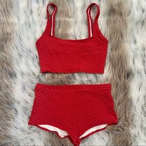 Solid & Striped Jamie Bikini - Red Basket Weave Size L